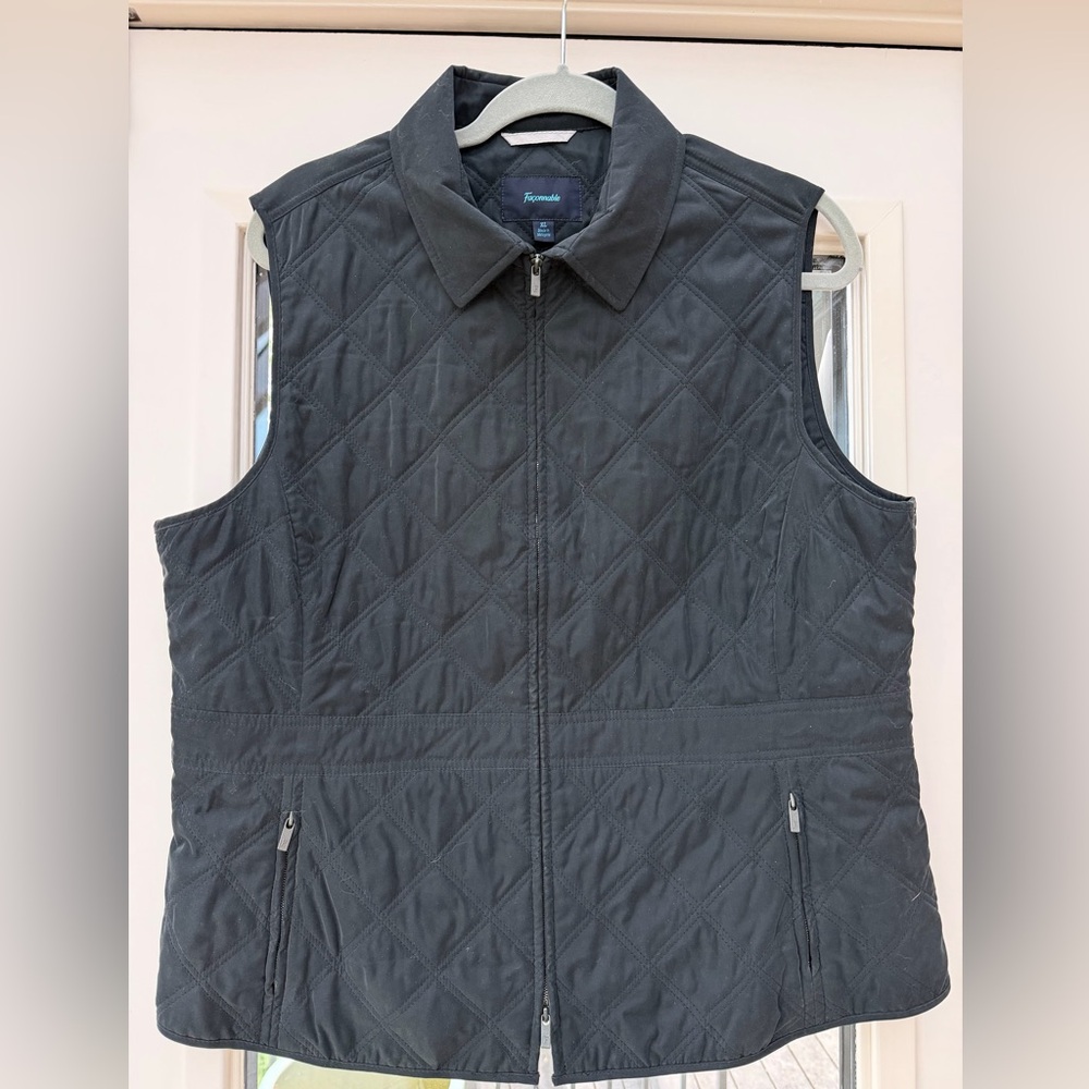 Faconnable Women's Black Quilted Vest